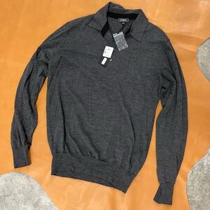 NWT Saks Fifth Ave Gray Men's Merino Wool Sweater L